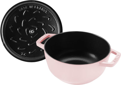 Cast Iron Essential French Oven, Dutch Oven, 5-quart, serves 5-6, Made in France - Peony Pink