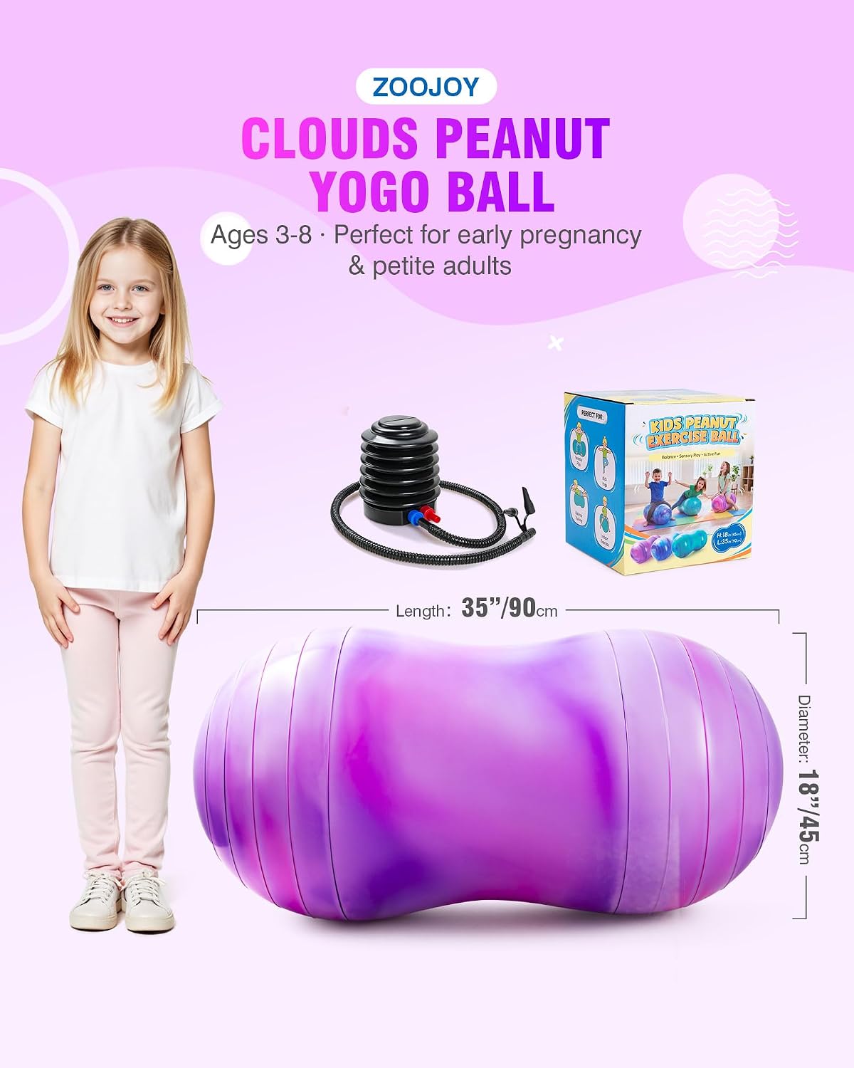 Peanut Ball for Kids and Adults | 18/20Inch Anti-Burst Exercise Ball