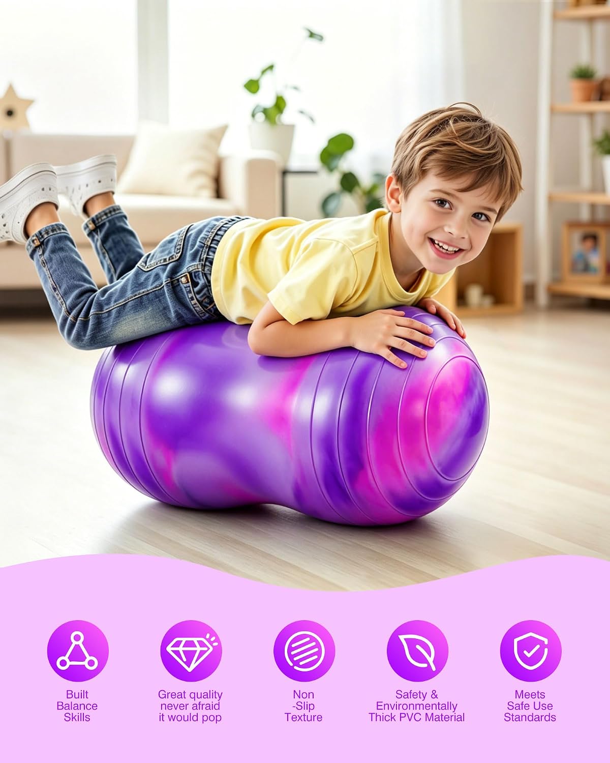 Peanut Ball for Kids and Adults | 18/20Inch Anti-Burst Exercise Ball