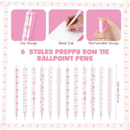 60 Pcs Preppy Pink Bow Pencils with Bows Coquette