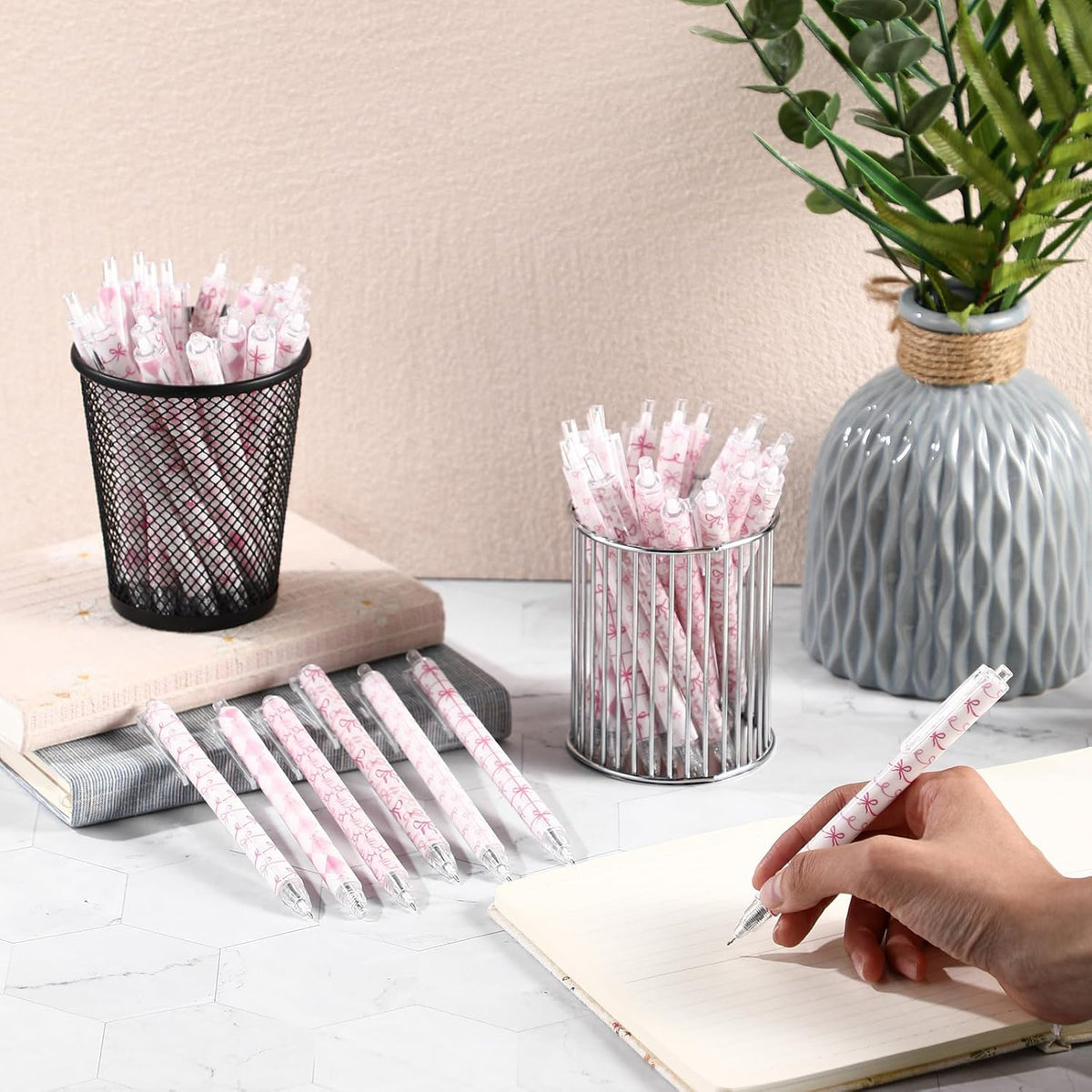 60 Pcs Preppy Pink Bow Pencils with Bows Coquette