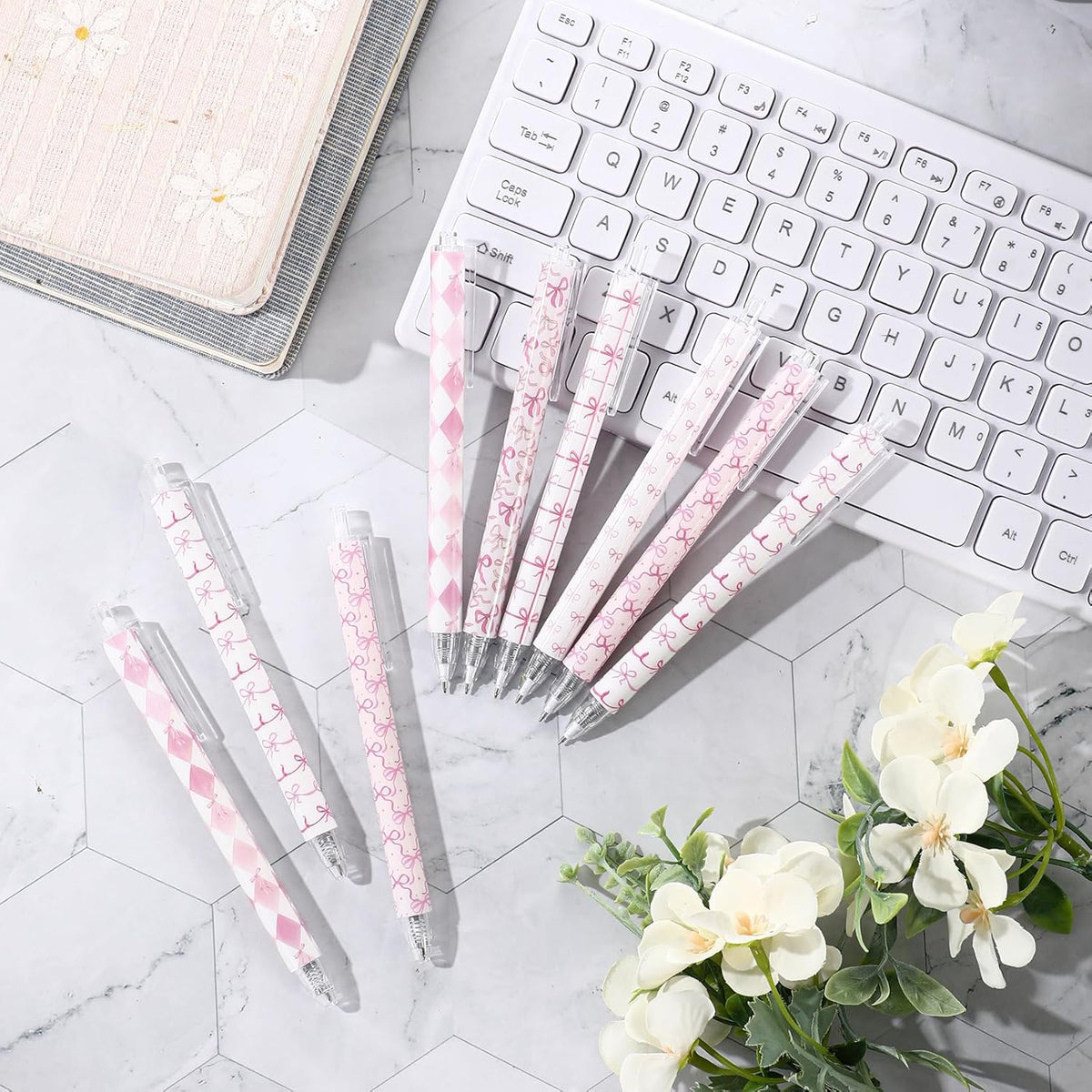 60 Pcs Preppy Pink Bow Pencils with Bows Coquette