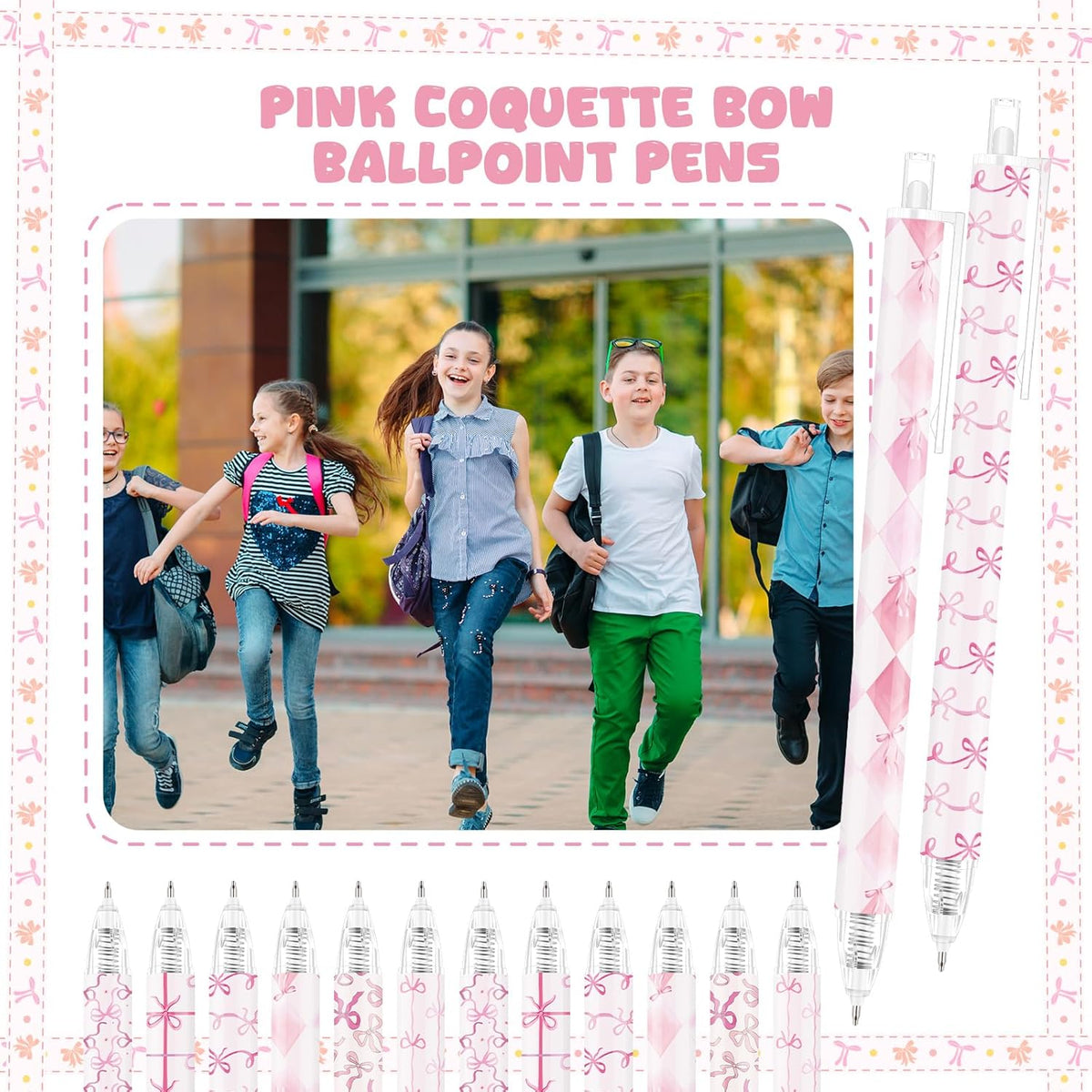 60 Pcs Preppy Pink Bow Pencils with Bows Coquette