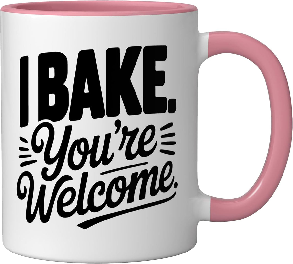 Bake You're Welcome Dutch Oven Baker Humor Bread Funny Ceramic Mug, Pink/White