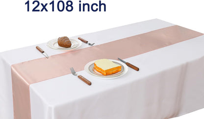 Pack of 10 Satin Blush Pink Table Runners 12 x 108 Inches - Blush Table Runner for Party Wedding Birthday Banquet Baby Shower Engagement Anniversary Meeting Event Dining Room Decoration