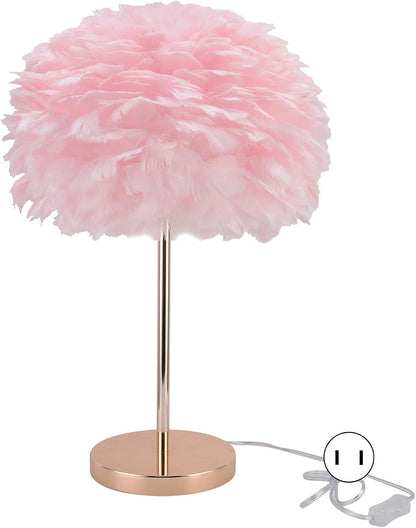 Feather Table Lamp Pink Feather Lamps for Girls Bedroom Minimalist Desktop Night Light Modern Nightstand Table Lamp Holder for Bedroom Beside Wedding Birthday Decor(#2)