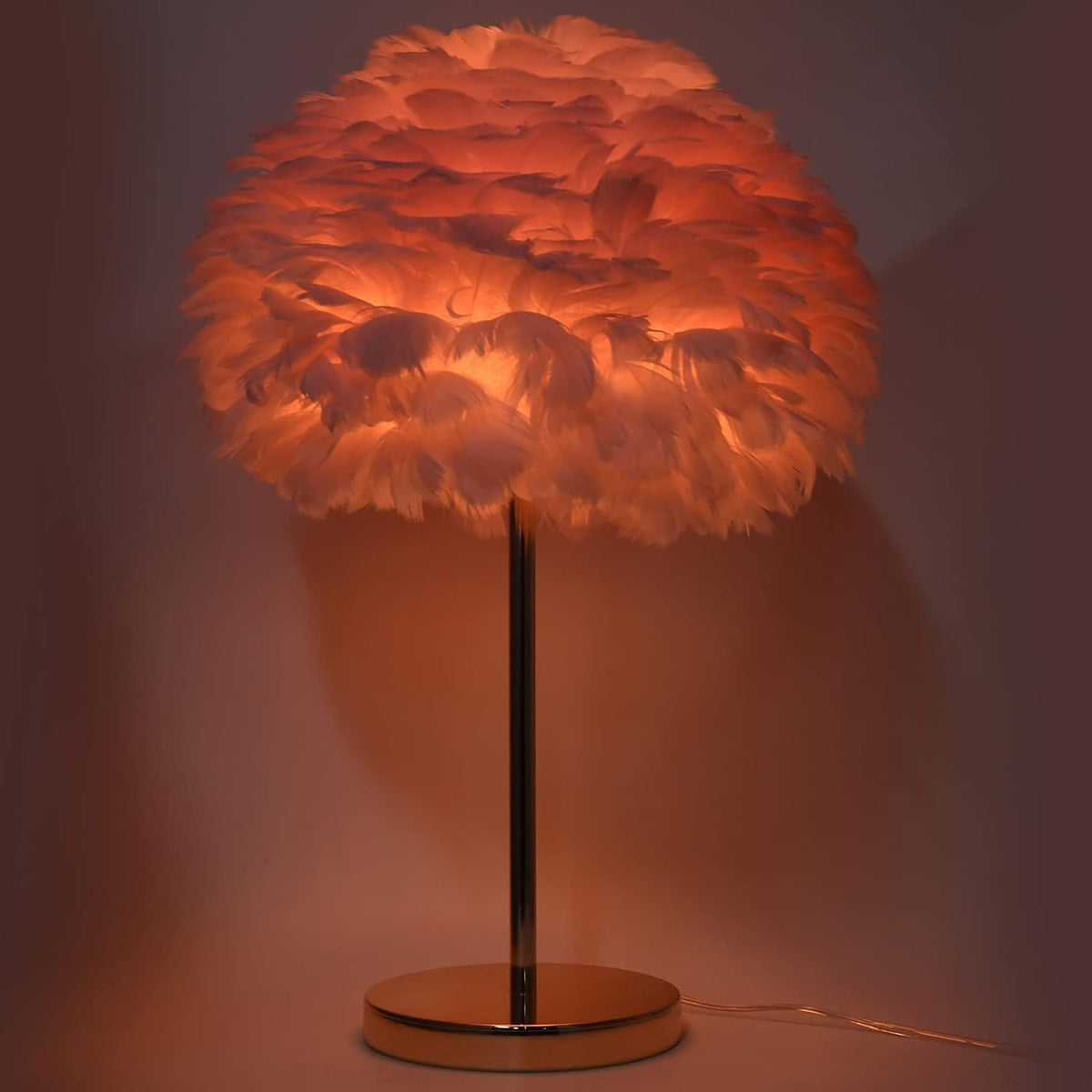 Feather Table Lamp Pink Feather Lamps for Girls Bedroom Minimalist Desktop Night Light Modern Nightstand Table Lamp Holder for Bedroom Beside Wedding Birthday Decor(#2)