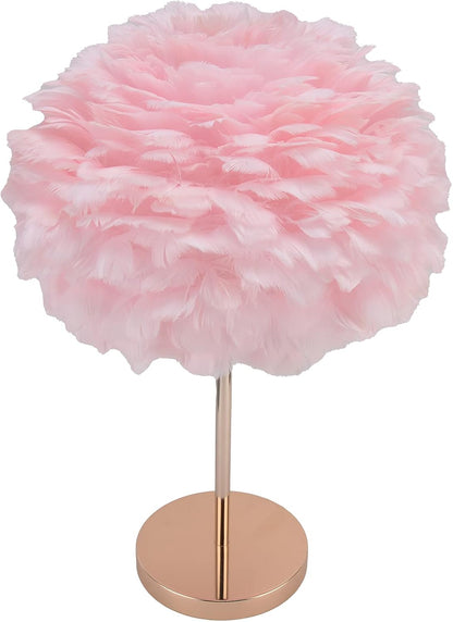 Feather Table Lamp Pink Feather Lamps for Girls Bedroom Minimalist Desktop Night Light Modern Nightstand Table Lamp Holder for Bedroom Beside Wedding Birthday Decor(#2)