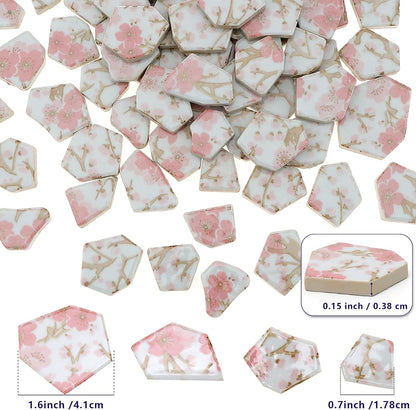 1.1 LB Pink Ceramic Mosaic Tiles Broken Irregular Porcelain Pieces