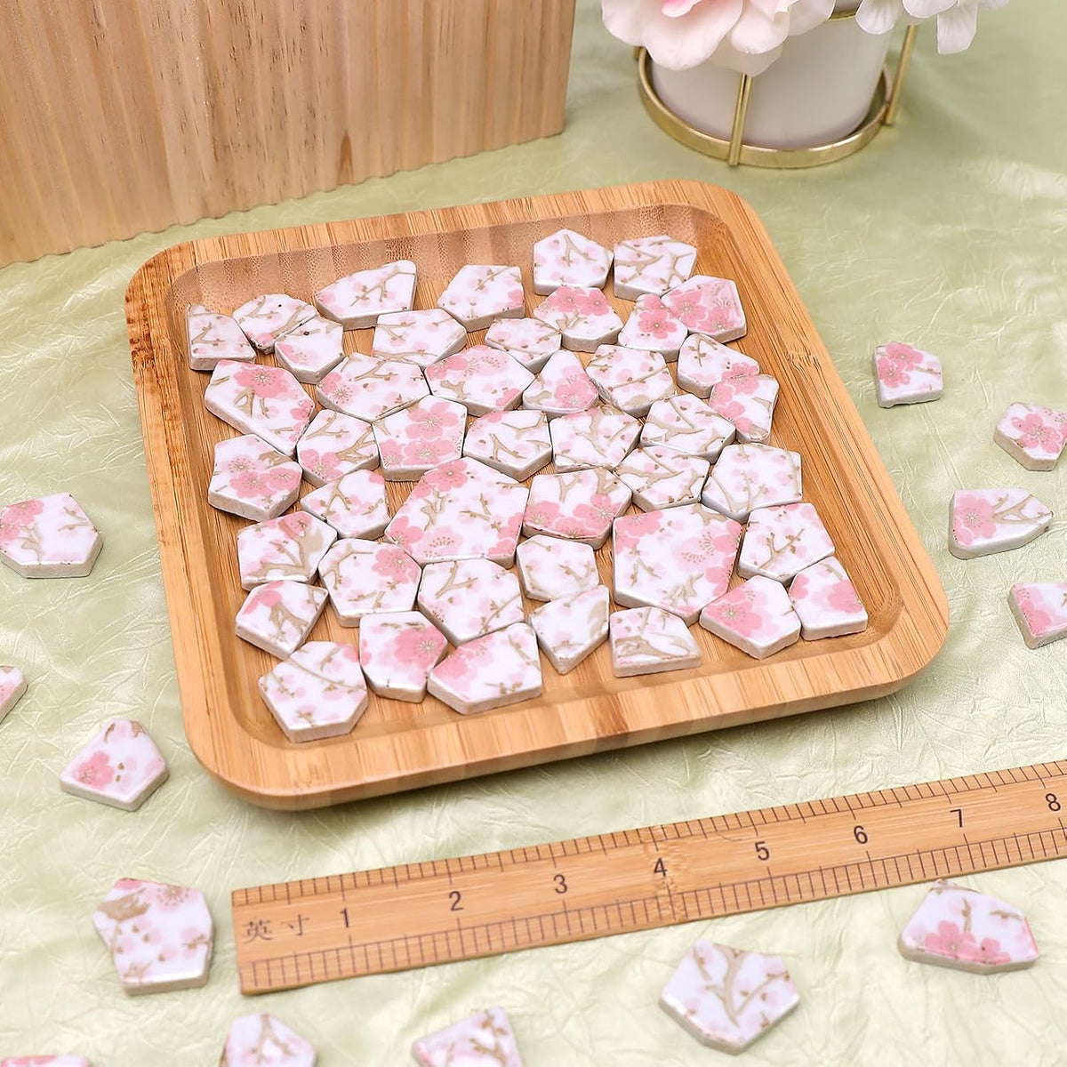 1.1 LB Pink Ceramic Mosaic Tiles Broken Irregular Porcelain Pieces