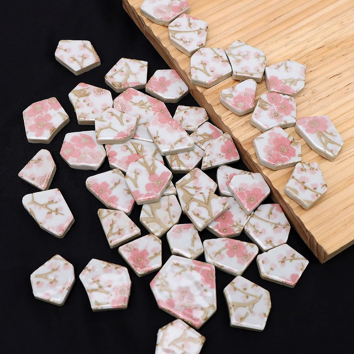 1.1 LB Pink Ceramic Mosaic Tiles Broken Irregular Porcelain Pieces