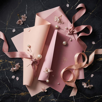20 Sheets Pink Floral Wrapping Paper, 21.7x21.3 Inch Waterproof Korean Style Flower Wrap for Bouquets - Premium Pink Floral Paper for Single Flower Wrap, Birthdays, Weddings & DIY Crafts