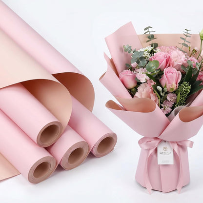 20 Sheets Pink Floral Wrapping Paper, 21.7x21.3 Inch Waterproof Korean Style Flower Wrap for Bouquets - Premium Pink Floral Paper for Single Flower Wrap, Birthdays, Weddings & DIY Crafts