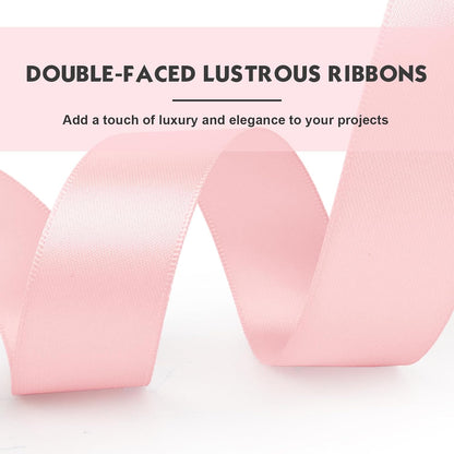 1 Inch Double Faced 50 Yards Pink Satin Ribbon for Crafts Gift Wrapping