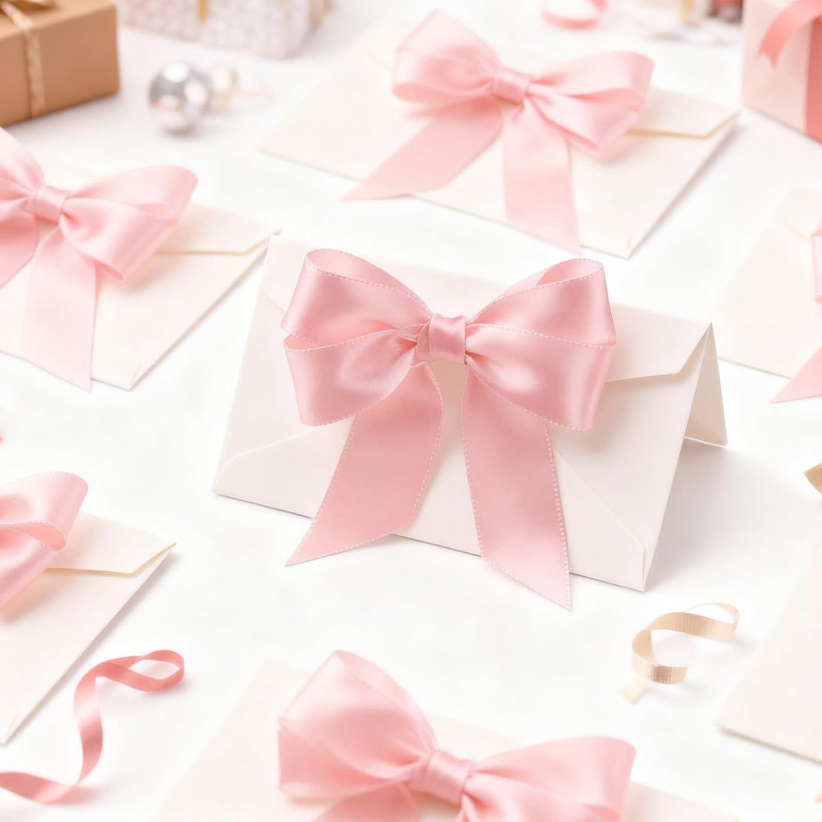 1 Inch Double Faced 50 Yards Pink Satin Ribbon for Crafts Gift Wrapping