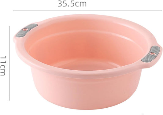 Plastic Washing Basin, Multipurpose Light Face Baby Adult Foot Washbasin Tub with Double Handles Face Vegetable Laundry Foot for Home Bathroom (Large‑Peach Pink)
