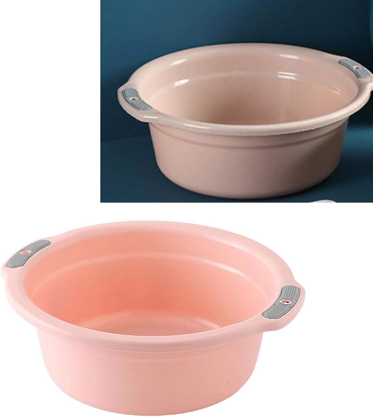 Plastic Washing Basin, Multipurpose Light Face Baby Adult Foot Washbasin Tub with Double Handles Face Vegetable Laundry Foot for Home Bathroom (Large‑Peach Pink)