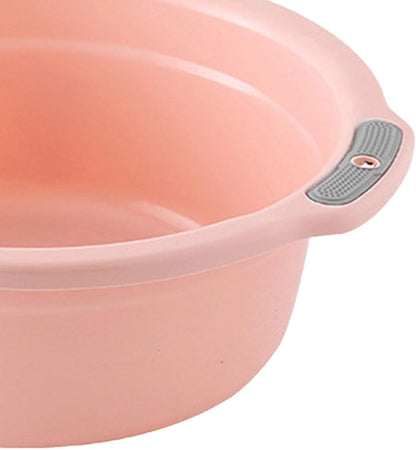 Plastic Washing Basin, Multipurpose Light Face Baby Adult Foot Washbasin Tub with Double Handles Face Vegetable Laundry Foot for Home Bathroom (Large‑Peach Pink)