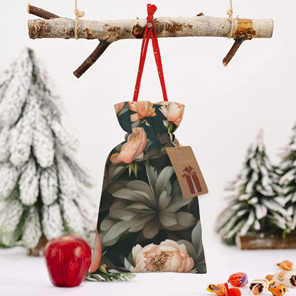Peach Peony Drawstring Fabric Gift Bags–ideal Holiday Gift Bags For Any Occasion