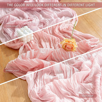 Cheesecloth Table Runner, 10 Ft, Boho Rustic, Dusty Pink, 1 Pcs