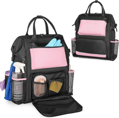LoDrid Heavy Duty Cleaning Supplies Bag with Steel Frame Top, Pink