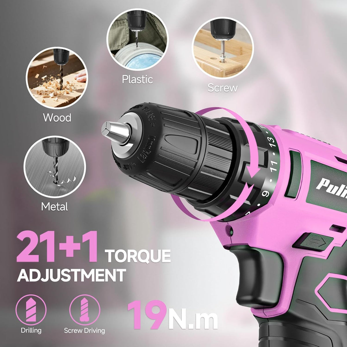 Drill Set, 149-Piece Home Tool Set with 12V Pink Cordless Drill, Tool Box, Hand Tool Kits for Women & Men and DIY Enthusiasts, for Home Improvement