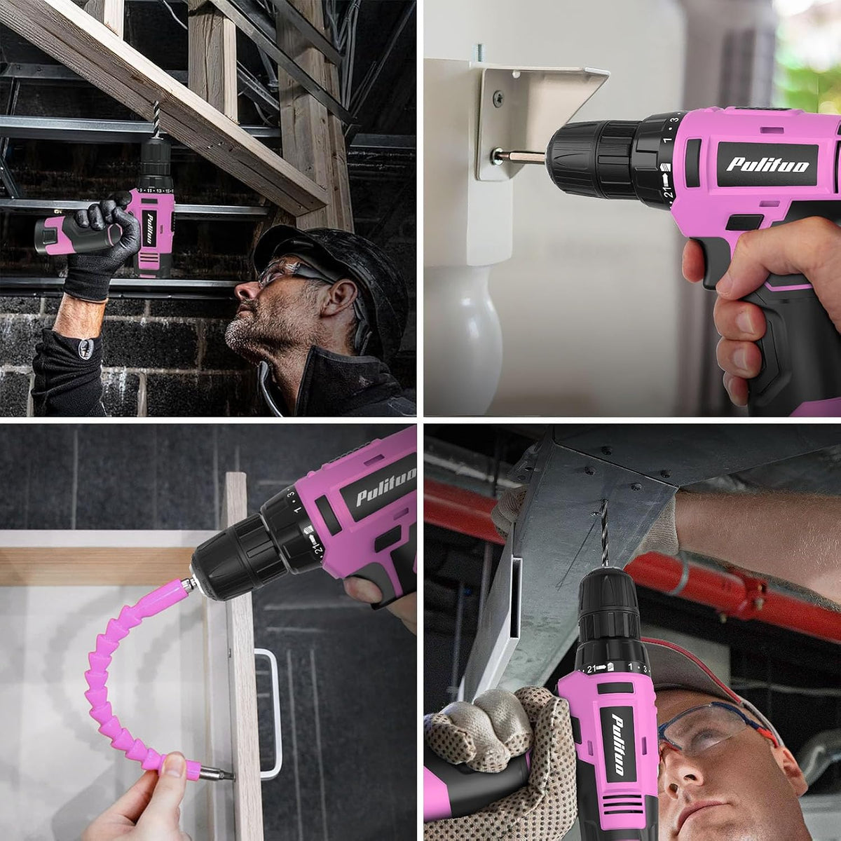 Drill Set, 149-Piece Home Tool Set with 12V Pink Cordless Drill, Tool Box, Hand Tool Kits for Women & Men and DIY Enthusiasts, for Home Improvement