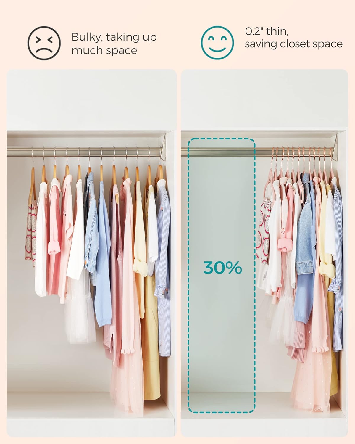 SONGMICS Baby Hangers 50 Pack, Velvet, Non-Slip, Space-Saving