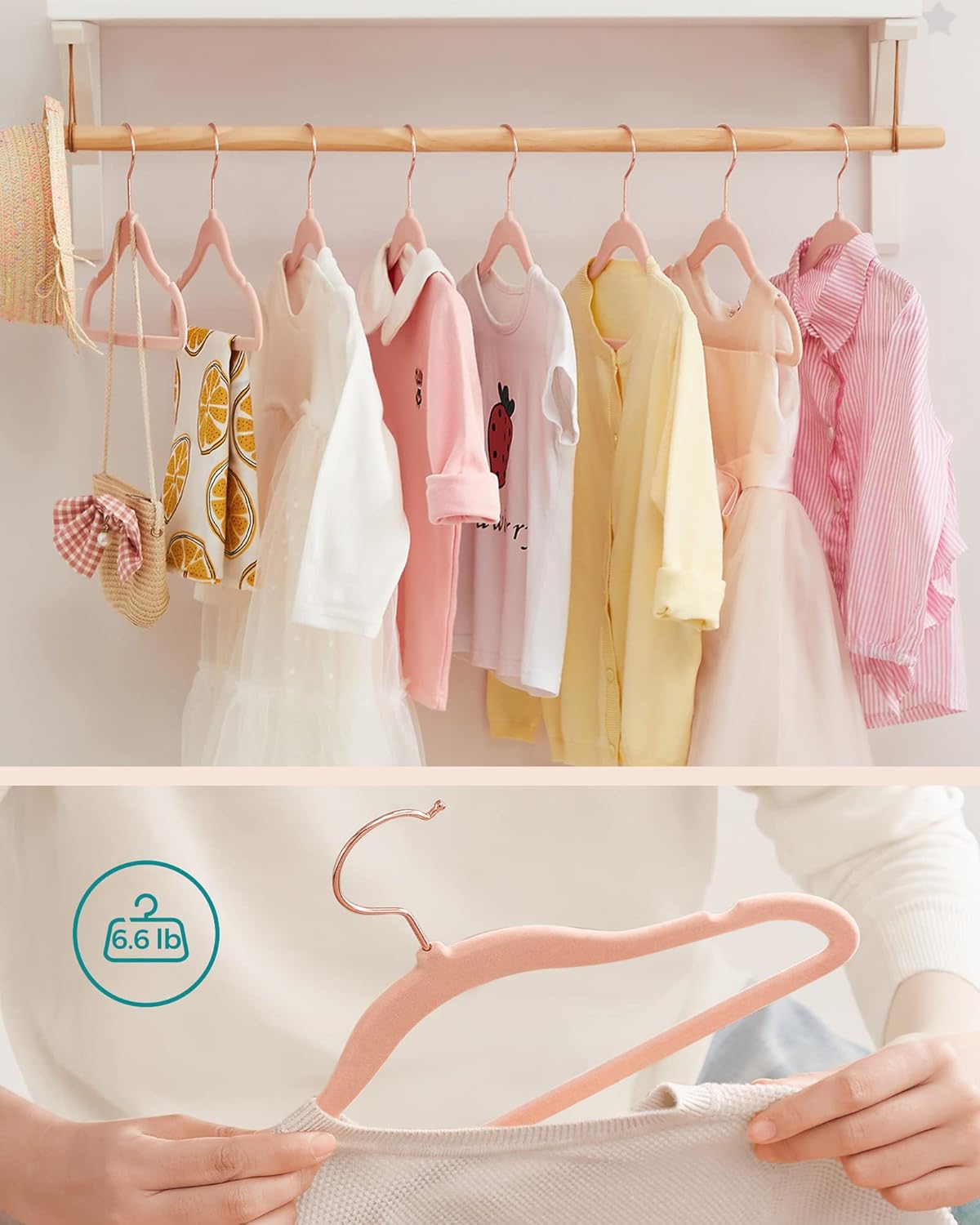 SONGMICS Baby Hangers 50 Pack, Velvet, Non-Slip, Space-Saving
