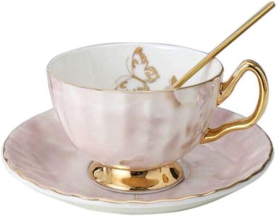 Bone China Cup and Saucer Set- Butterfly and Elegance (Pink)