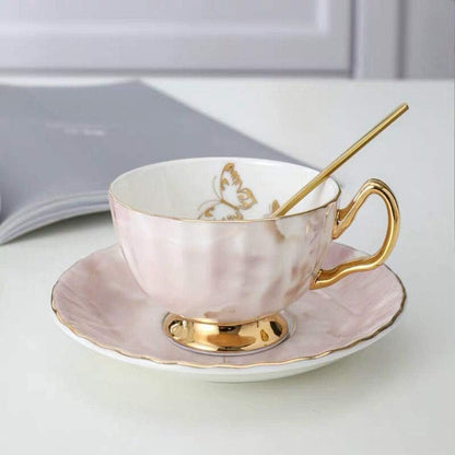 Bone China Cup and Saucer Set- Butterfly and Elegance (Pink)