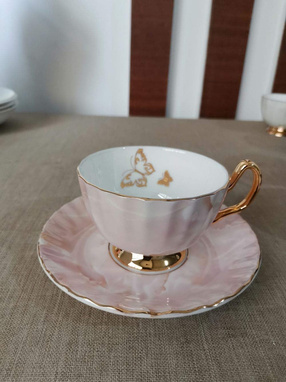 Bone China Cup and Saucer Set- Butterfly and Elegance (Pink)