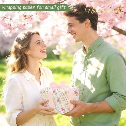 24 Sheets Floral Tissue Paper, Sage Green and Pink 15x20Inch