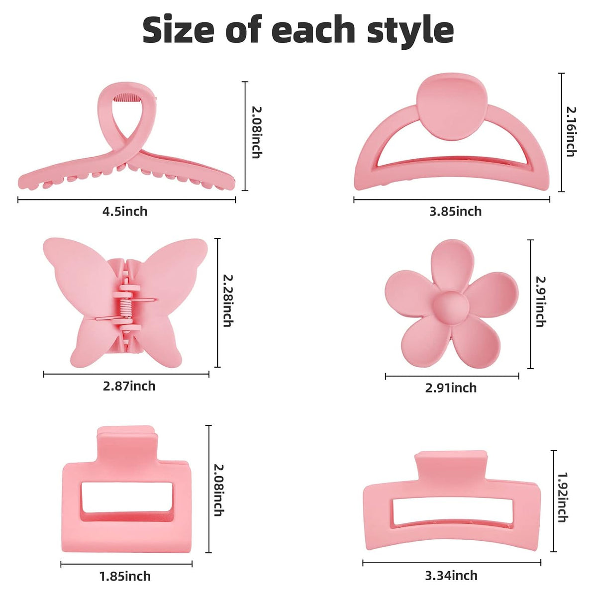 Pink Hair Clips, 6 Pack Cute Hair Clips for Thin Thick Hair