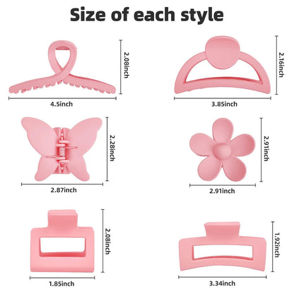 Pink Hair Clips, 6 Pack Cute Hair Clips for Thin Thick Hair