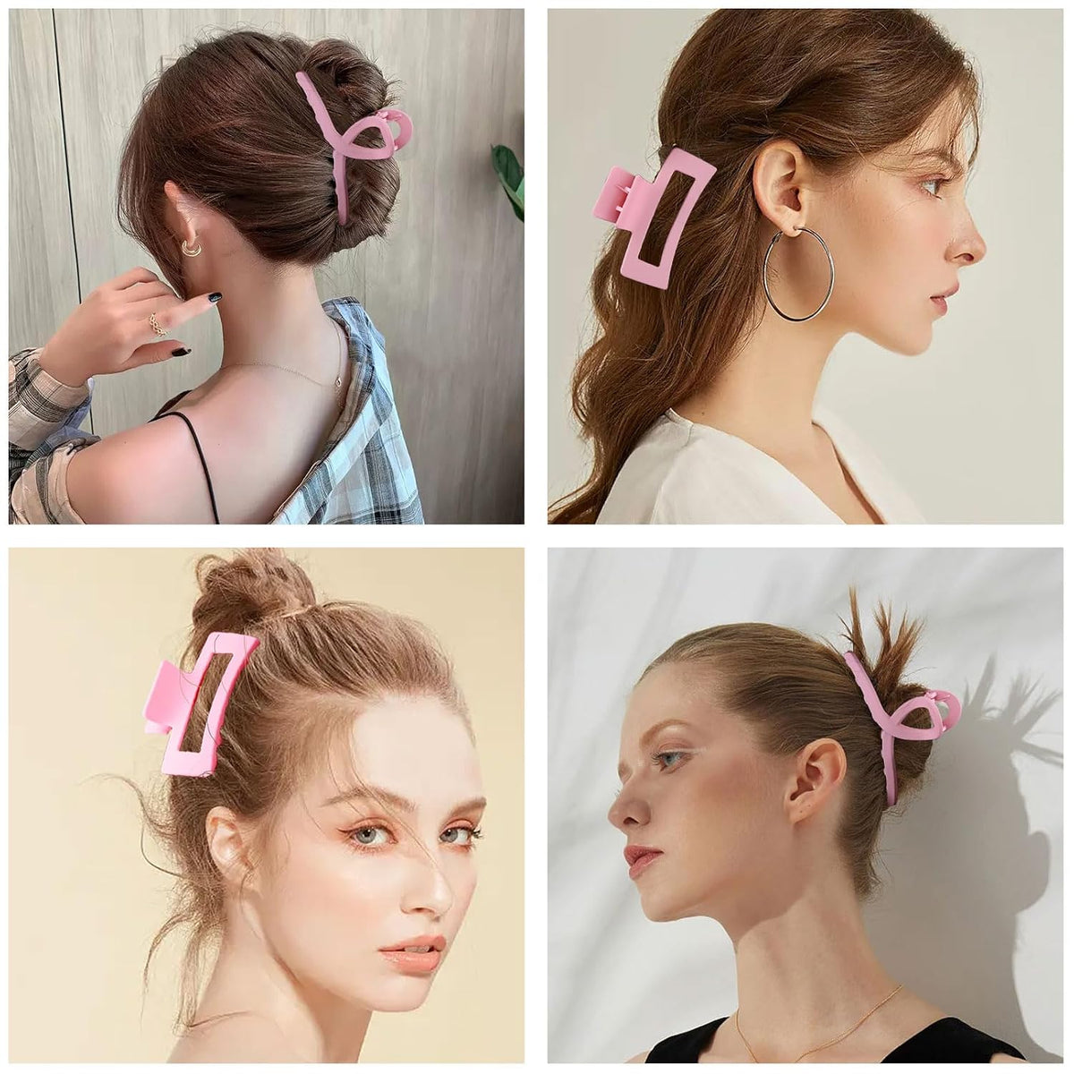 Pink Hair Clips, 6 Pack Cute Hair Clips for Thin Thick Hair