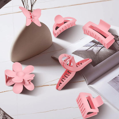 Pink Hair Clips, 6 Pack Cute Hair Clips for Thin Thick Hair
