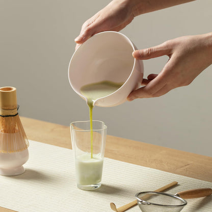 Matcha Whisk Set, Matcha Set with Ceramic Matcha Bowl, Bamboo Whisk & Holder, Sifter, Tea Scoop (Pink)