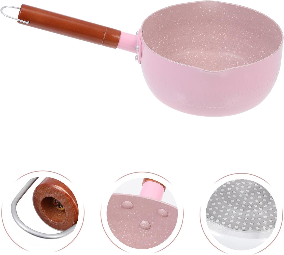 18cm Pink Maifan Stone Milk Pot Food Saucepan Aluminium Cooking Pot for Stove-top Use Household Kitchen Pan
