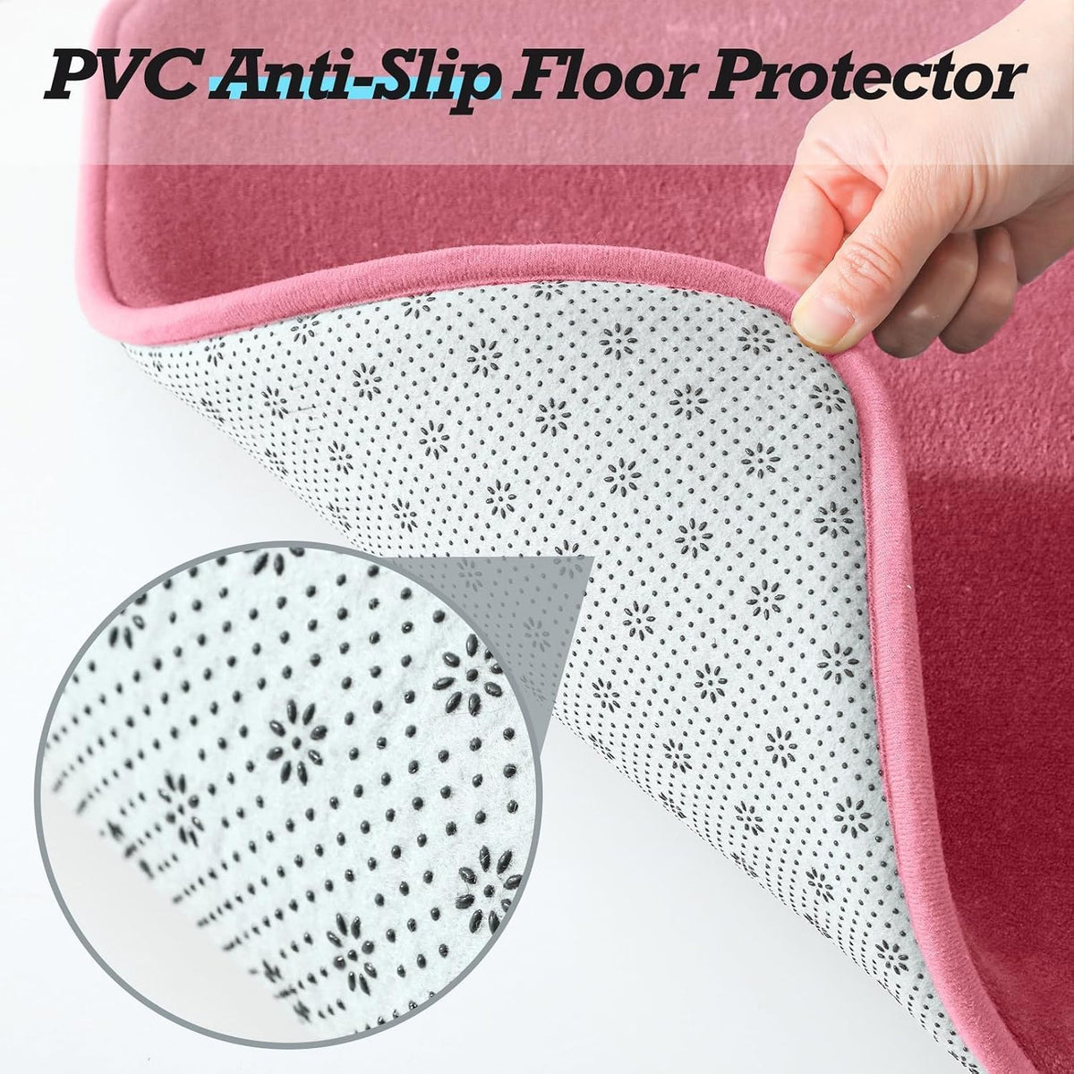 Bathroom Rugs Sets 3 Piece, Non-Slip & Quick Dry Bath Mat Set, Ultra Soft Velvet Bath Rugs for Bathroom, Toilet and Shower Floor, Pink