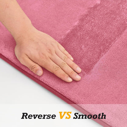 Bathroom Rugs Sets 3 Piece, Non-Slip & Quick Dry Bath Mat Set, Ultra Soft Velvet Bath Rugs for Bathroom, Toilet and Shower Floor, Pink