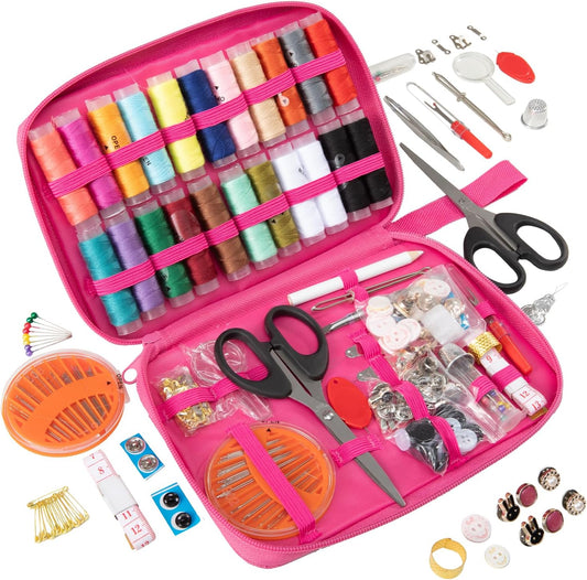 198pcs Sewing Kit for Adults, Pink