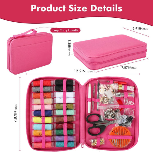 198pcs Sewing Kit for Adults, Pink