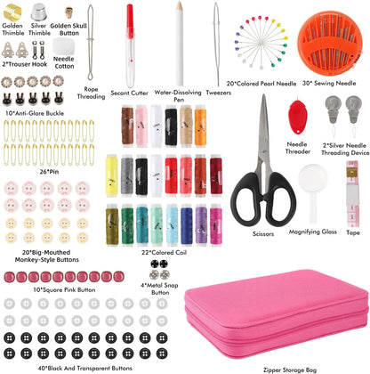 198pcs Sewing Kit for Adults, Pink