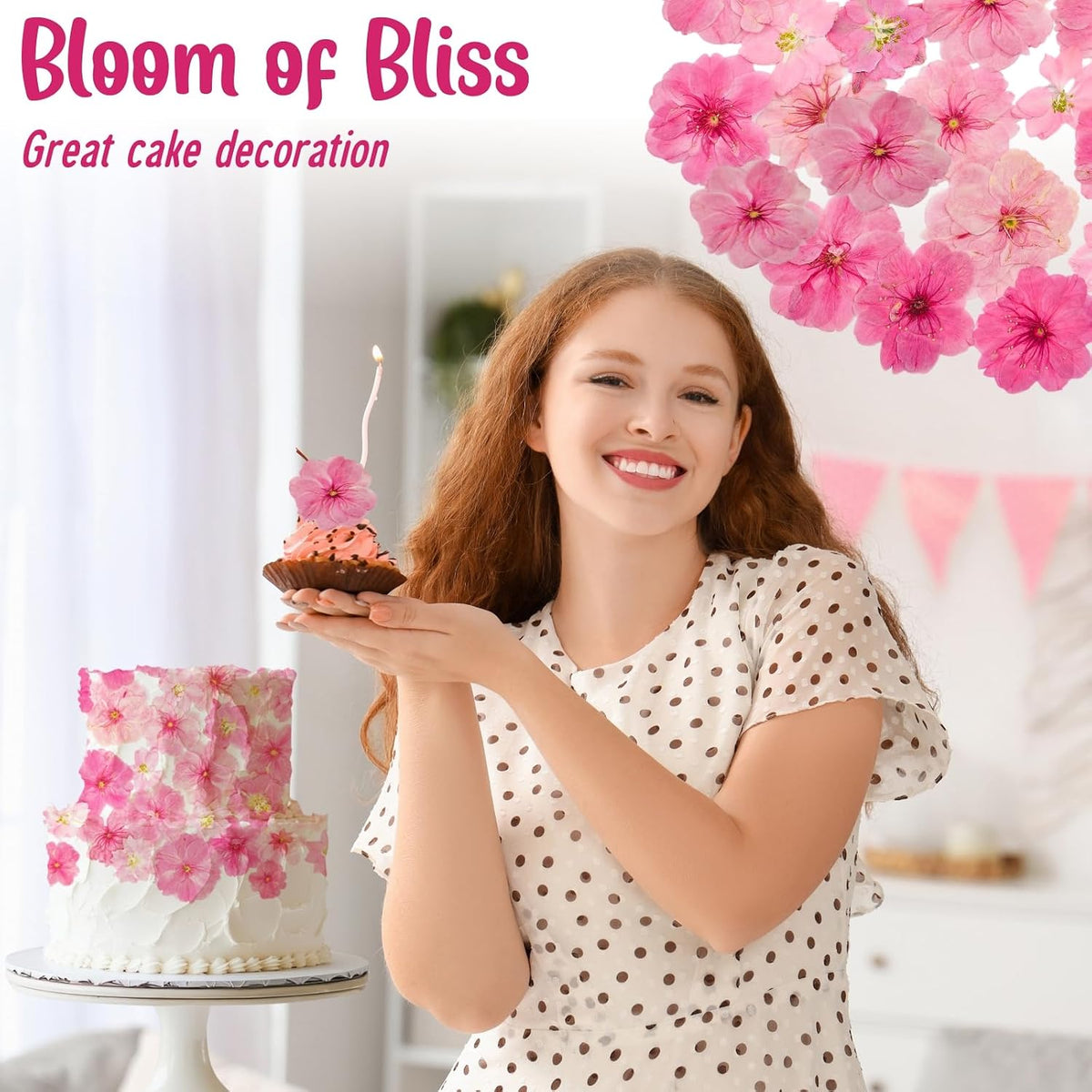 40 Pcs 2 Kinds Natural Pressed Dried Edible Flowers for Cake Topper