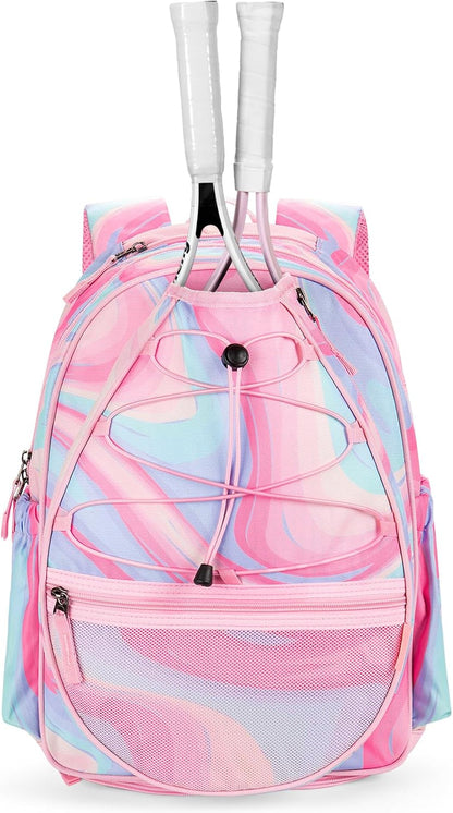 Kids Tennis Bag, 16 Inch Youth & Junior Tennis Backpack with Shoe Compartment, Holds 2 Rackets (21–23 Inch)