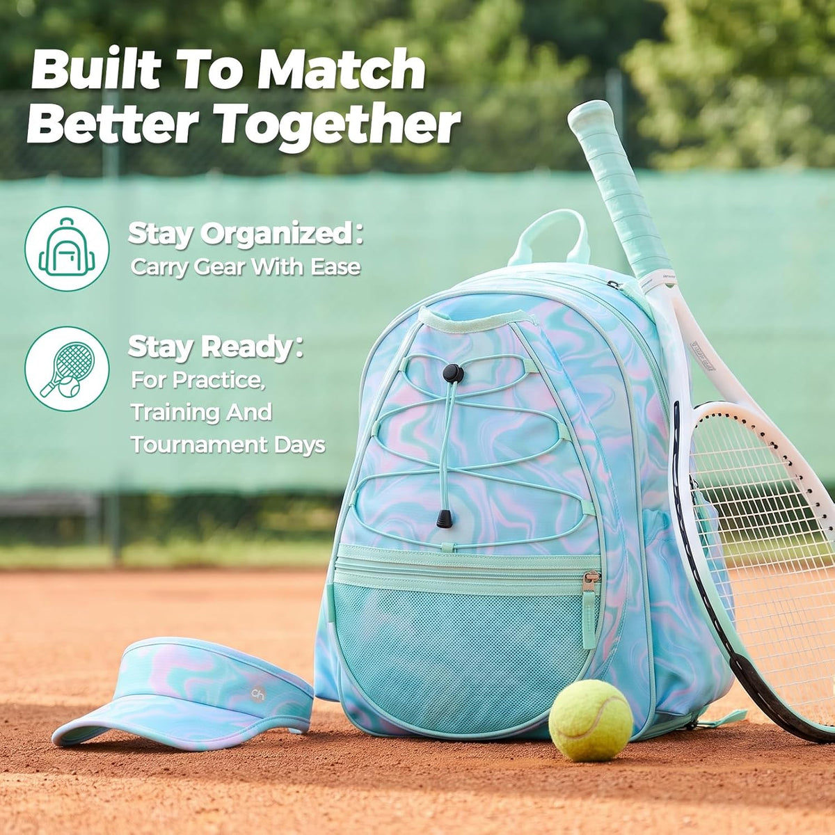 Kids Tennis Bag, 16 Inch Youth & Junior Tennis Backpack with Shoe Compartment, Holds 2 Rackets (21–23 Inch)