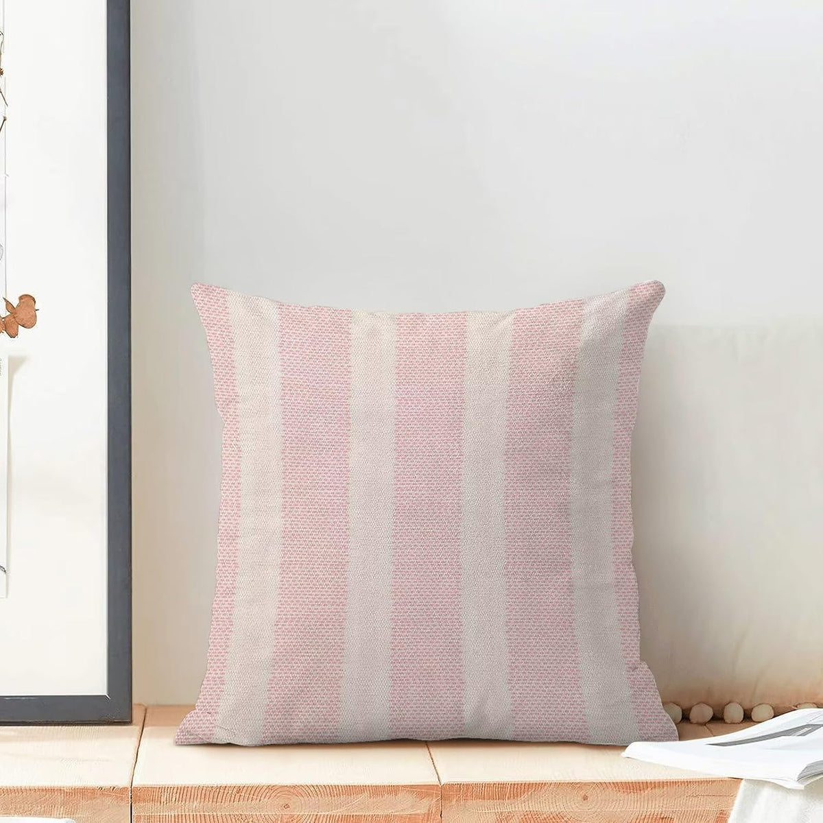 Polka Dot Pillow Covers 18x18 Inch Set of 2, Pink Stripe Outdoor Decorative Boho Modern Throw Pillows Abstract Art Couch Cushion Case for Chair Sofa Bedroom Living Room Decor