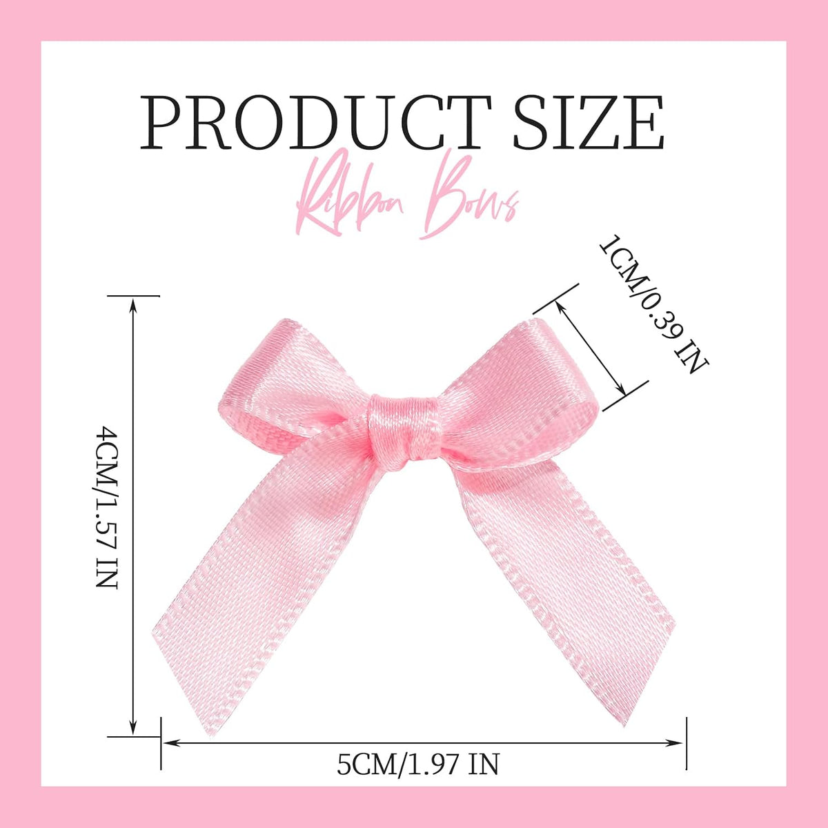 Mini Pink Bows - 50 PCS, Satin Fabric Ribbons for Crafts, Tiny Bows for Wedding Party Favors, Gift Box Decorations