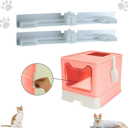 Foldable Pink Cat Litterbox with Lid, Top Entry Litter Box, 20" x 16" x 15"
